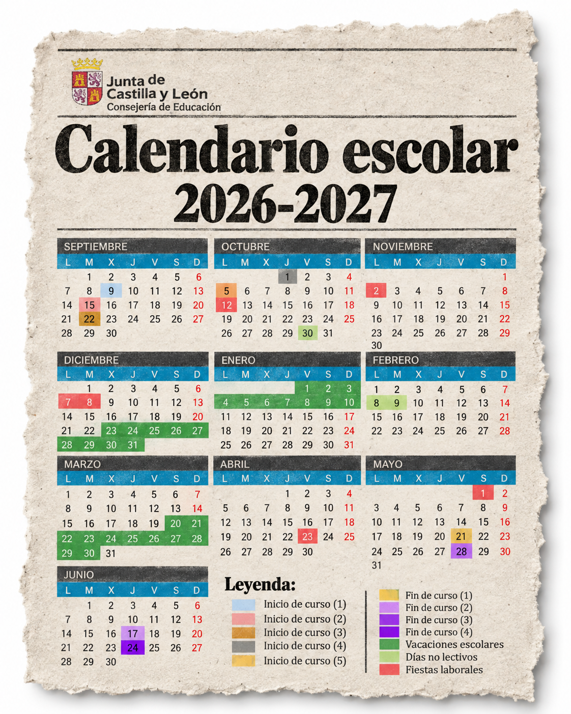 Calendario escolar 26/27